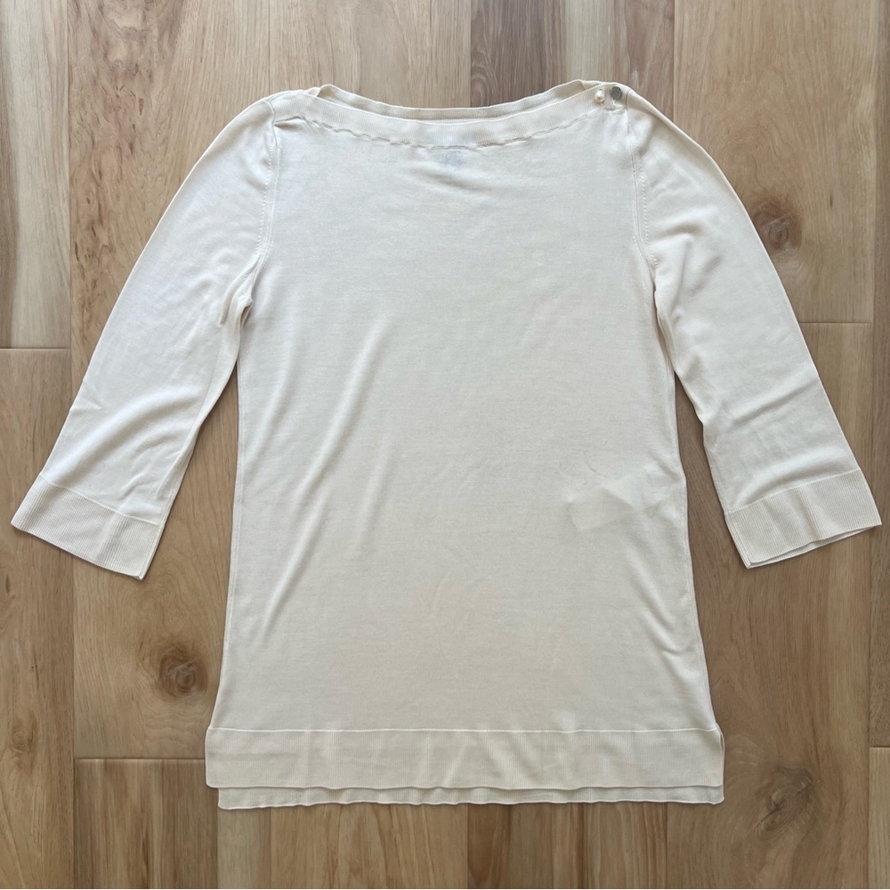 Louis Vuitton Cream 3/4 Sleeve Top Sweater Large